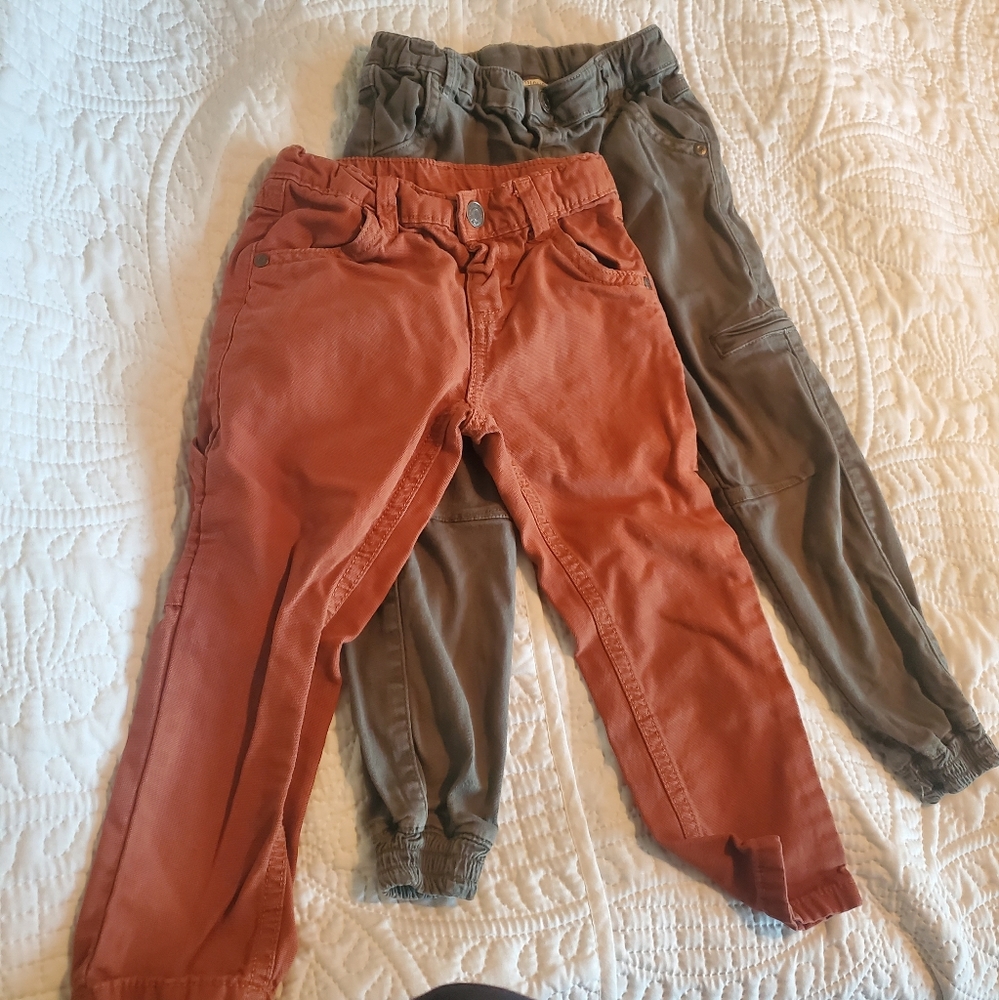 Minymo little boys boutique pants 3y& 4y rust & olive